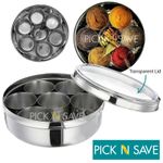 9pc Authentic Indian Spice Box Tin | Masala Dabba |TRANSPERENT LID |FREE Spoon