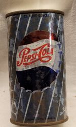 OLD PEPSI COLA CAN BLUE & WHITE STRIPED ODD RECTANGULAR PULL TAB STYLE EMPTY