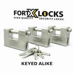 FORTXLOCKS H/DUTY SHIPPING CONTAINER PADLOCK 84MM X 3 (5 KEYS) ** KEYED ALIKE **