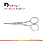 PROBE SAFETY MUSTACHE EAR NOSE PET GROOMING DOG BLUNT END SCISSORS STRAIGHT 4.5"