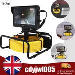 9" Sewer Pipe Inspection Camera with DVR 50m Cable UK Plug Waterproof IP68