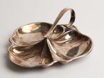 Vintage EPNS Silver Plated Leaf Dish, 3 Section, Loop Handle, Stamped 1944