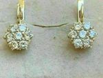 1.00 Ct Round Diamond Women's Cluster Flower Drops Earrings 14k Yellow Gold Over
