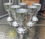 6 X Don Sheil Brutalist Style Aluminium Goblets Textured  Finish Australian Rare