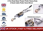 4 Ton Ratchet Cable Puller Dual Gear Hand Winch 2.3M Hoist 2 Hook Towing Device