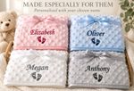 PERSONALISED BABY BLANKET EMBROIDERED SOFT BUBBLE ITALIC FONT BABY BOY GIRL GIFT