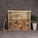 Charles Bentley FSC® Mixed Spruce Wood Double Log Store Firewood Storage Heavy