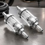 2x 8mm Motorcycle Chrome Glass Inline Fuel Filter Universal Petrol Wrench
