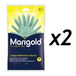Marigold Longer Tough Toilet Rubber Glove Bathroom Gloves - Medium (2 Pairs)
