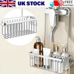 Silver Shower Hanging Organiser Storage Rack Shelf Organiser Hook Basket Tidy UK