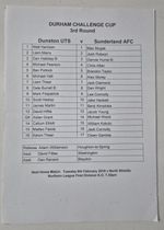 Dunston UTS vs Sunderland  Durham Challenge Cup 2017-18 Single Sheet