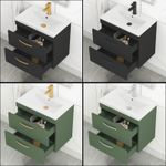 Wall Hung Vanity Unit Bathroom Furniture Storage Cabinet 2 Drawer 500/600/800mm