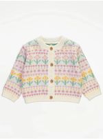 Baby Girl Cream Knitted Cardigan 18-24 months Toddler Cotton Blend Spring Flower