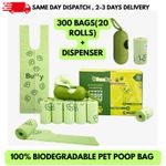300 Dog Poop Bags tie handles-Scented Biodegradable Dogs Poo Bag rolls