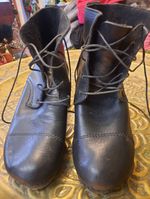 Vintage Handmade Spanish Clog Boots Witch  Size 6 Lace Up Leather 3 Inch Heel