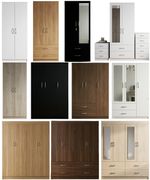 Fully assembled 2 Door, 3 Door, 4 Door Wardrobe Set with Chest Drawers & Bedside