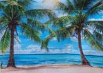 Tropical Beach Backdrop Palm Trees Sun Sea Hawaiian 7x5ft Photo Party Decoration