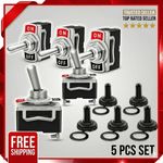 5 Set Waterproof Toggle Flick Switch 12V ON/OFF Car Dash Light Metal 12Volt