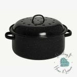 26CM Falcon Roaster Round Dish Roasting Oven Tray Casserole Black Speckled Lid