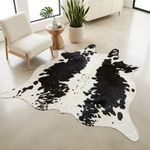 Genuine Cowhide Rug Black White Spotted 60x60" Natural Hair On Skin Mat RG035