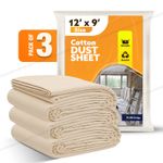 3 x Cotton Dust Sheets 12'x9' (3.6Mx2.7M) for Painting & Decorating Paint Sheets
