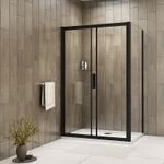Sliding Shower Enclosure Glass NANO 8mm Black Frame Cubicle Door Side Panel Tray