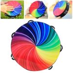 Rainbow Wood Tambourine With Double Row Hand Held Drum Percussion Instrument