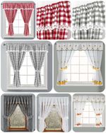 New Kitchen Curtain Window Curtain Net Set Rod Pocket Attached Valance Tiebacks 