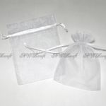 White Organza Gift Favour Bags Wedding Jewellery Drawstring Pouches