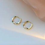 Small 18ct Gold Plated 925 Sterling Silver Oval Huggie Hoop Earrings