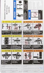 Warning/Caution/Notice Decal Set for 2-Post Surface Mount Lifts, OEM - Set of 3