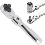 1/4" Drive Ratchet Handle Socket Wrench 72 Tooth Flexi Head Stubby 93mm Flattop