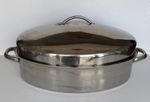 Very Large Stainless Steel  Oval Roaster Roasting Pan 18"x13"