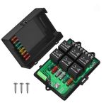 Fuse Relay Box 12V Automotive Universal Fuse Panel with 6 Way Relays and 14 ATC