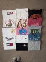 Job Lot Bundle Of Vintage Branded T-Shirts , Vests And Sweatshirts Wholesale
