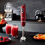 Geepas 400W Hand Blender Stainless Steel Immersion Stick Smoothie Soup Sauce Red