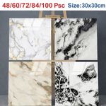 48-100PCs Self Adhesive Marble Tiles Vinyl Wall and Floor Kitchen Bathroom Home