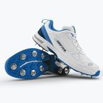 2026 DSC Unisex Drifter Spike Cricket Shoes White / Blue - Free P&P