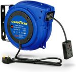 Goodyear Cable Extension Reel Heavy-Duty Retractable 15m x 3G1.5mm2  230V AC