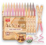 Skin Tone Paint Pens Acrylic 24 Colours Brush Tip Waterproof Art