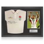 Jason Robinson Signed England Rugby Shirt: World Cup Embroidery. Icon Frame