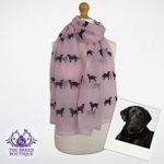BLACK LABRADOR SCARF CREAM, SOFT GREY & PINK LABRADOR SILHOUETTE SHAWL GIFT