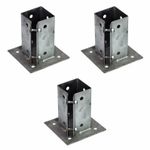 Bolt Down Fence Post Support Holder for 75mm 100mm posts Shoe Clamp Grip Galv