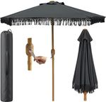 Garden Parasol Umbrella With Tassel Outdoor Parasol Crank Up Sun Shade Carry Bag