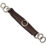 Brown Leather Curb Chain Strap Cowhide Leather & Stainless Steel Rings