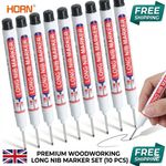 10Pcs Deep Hole Marker Pen Set Long Nib Waterproof Black Metal Woodworking Tool