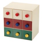 Stackable Drawer with 3 Drawers, Bathroom Storage Organizer, Green/Red/Beige