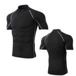 Mens UV Rash Vest Guard Stretch Swim Top Flat Seams Rashie Mock Neck Base Layer