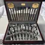 Viners Silver Plated 44 Piece Kings Royale Cutlery Set / Canteen Boxed Vintage