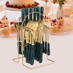 24pcs Cutlery Dinner Set Stainless Steel Tableware Fork Tea Spoons with Stand